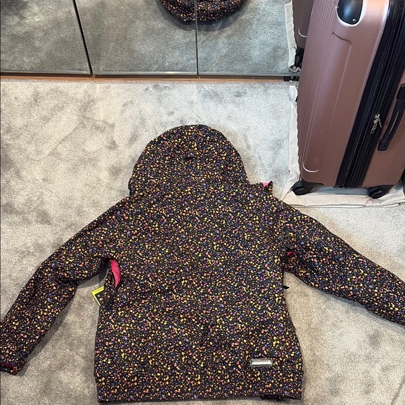 Insulated Women's Black Multicolor Dot Hooded Jacket - Picture 10 of 11